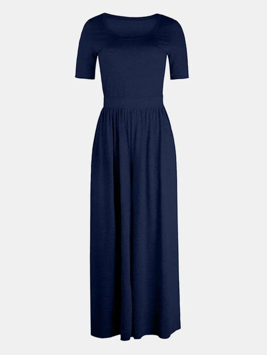 Scoop Neck Jumpsuit - Short Sleeve Stylish Women's Outfit - Redemption By Ashley North