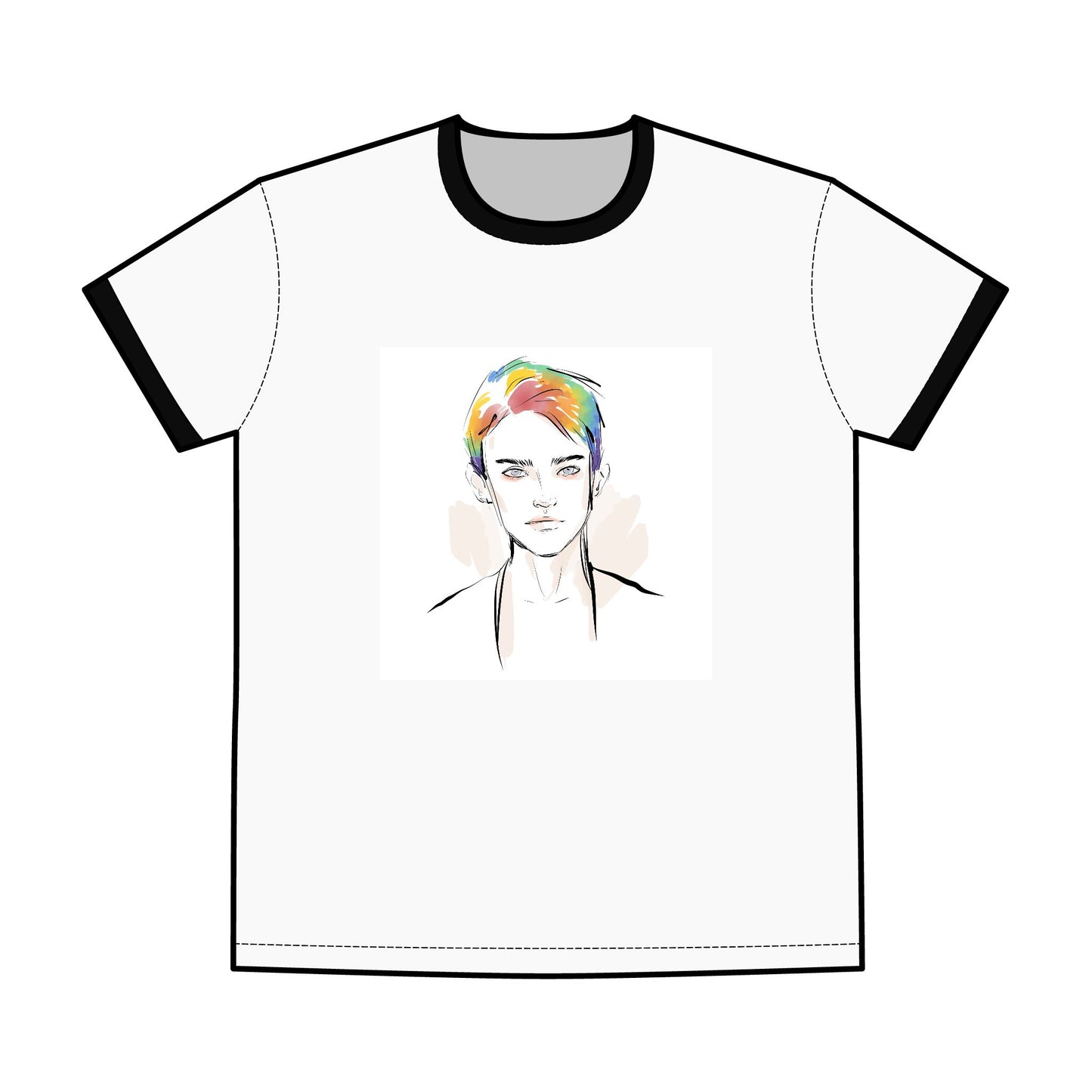 LGTBQ Men's Artistic Tee - Trendy Graphic Ringer Shirt, Fashionable Casual Wear, Unique Gift for Art Lovers, Summer Style
