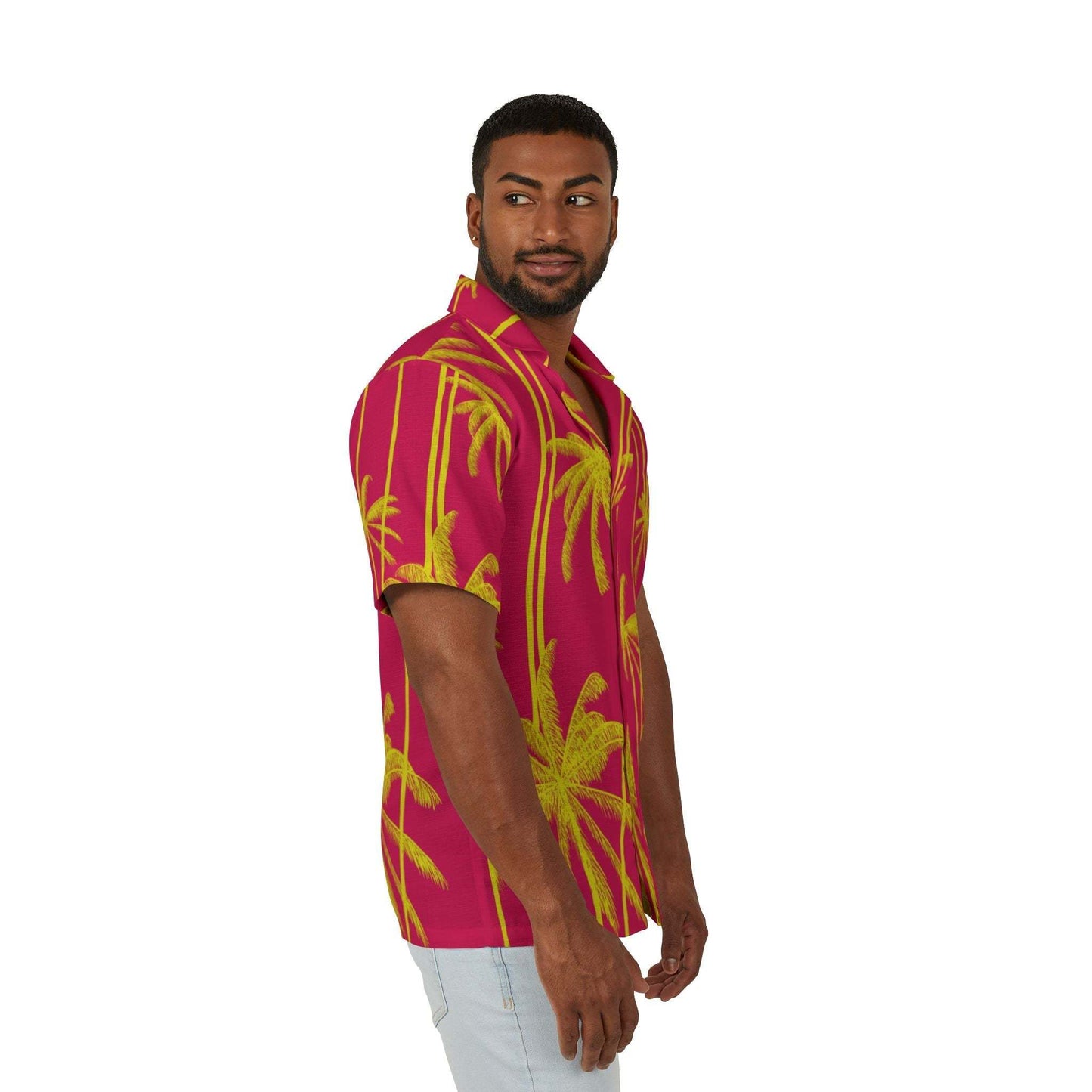 Vibrant Hawaiian Camp Shirt, Tropical AOP Shirt for Summer, Beach Vacation Apparel, Luau Outfit, Men's Floral Print Shirt - Redemption By Ashley North