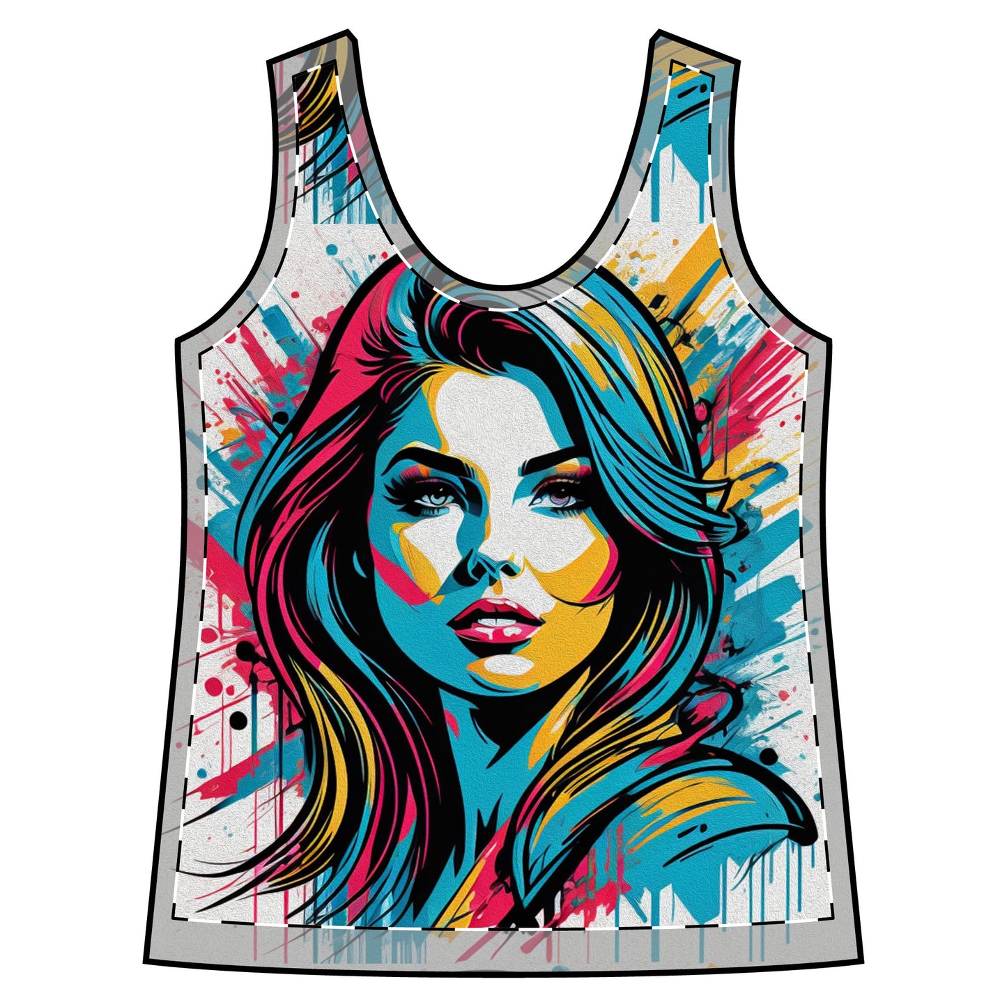 Female Racerback Tank Top - Sporty Artwork Design for Women’s Swimsuits