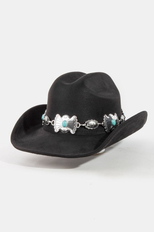 Turquoise Concho Belt with Western Cowboy Hat - Redemption By Ashley North