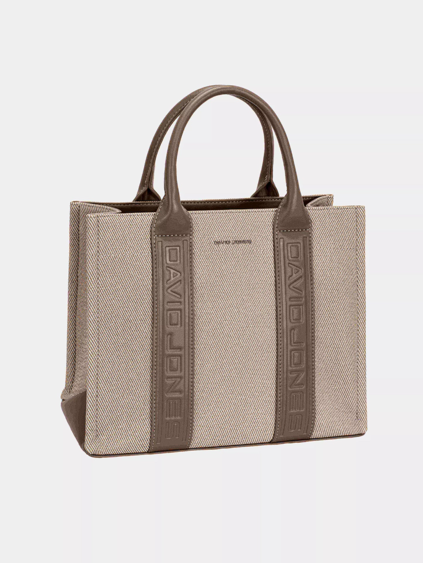 David Jones Canvas Tote Handbag with Contrast Leather Handles.