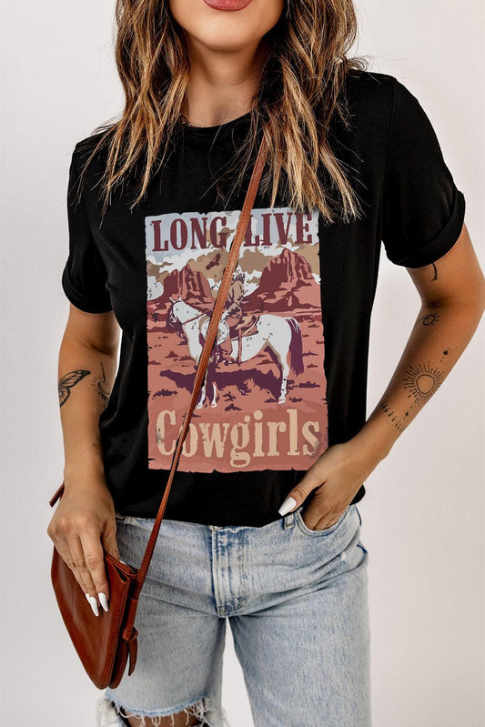 LONG LIVE COWGIRLS Cowgirls Graphic Tee - Stylish and Comfortable Long Live Cowgirls Tee - Redemption By Ashley North