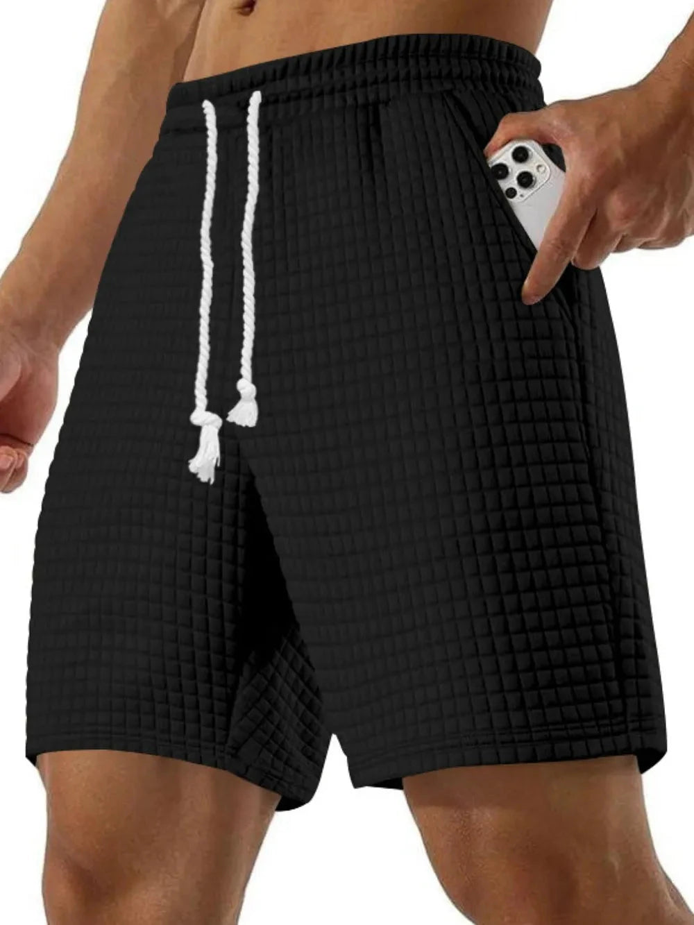 Men's Full Size Drawstring Textured Shorts Plus Size