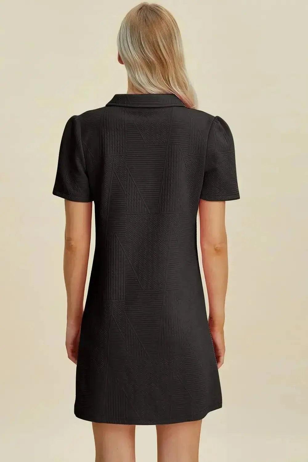 Short Sleeve Texture Dress - Double Take Full Size Fashion - Redemption By Ashley North
