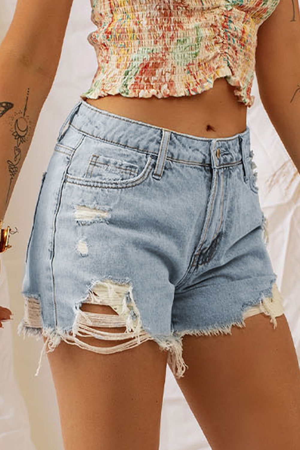 Distressed Denim Shorts for Effortless Style and Comfort - Shop Now - Redemption By Ashley North