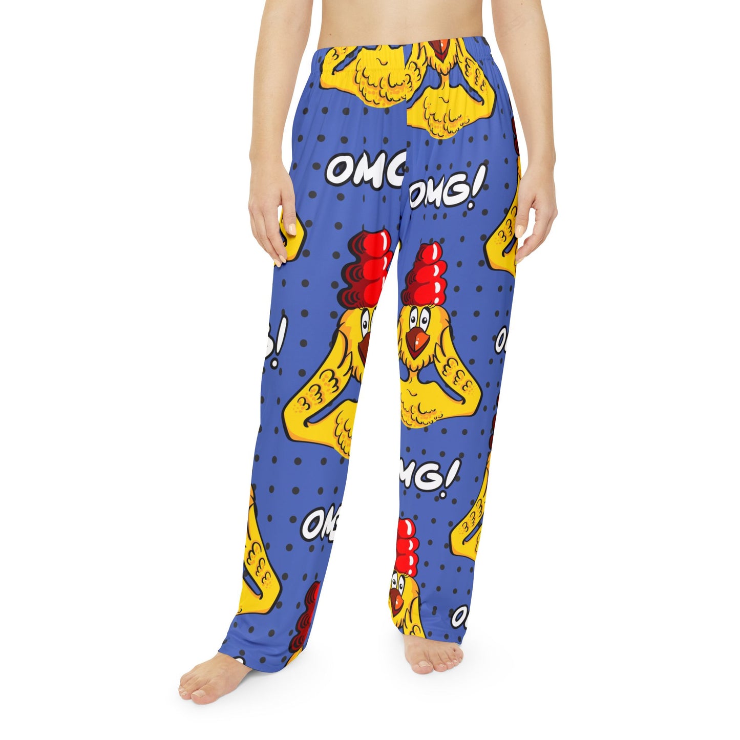 Fun Chicken Print Pajama Pants for Women, OMG Lounge Pants, Quirky Sleepwear, Comfy Nightwear, Gift Idea for Chicken Lovers