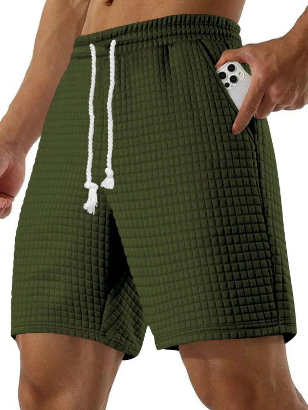Men's Full Size Drawstring Textured Shorts Plus Size