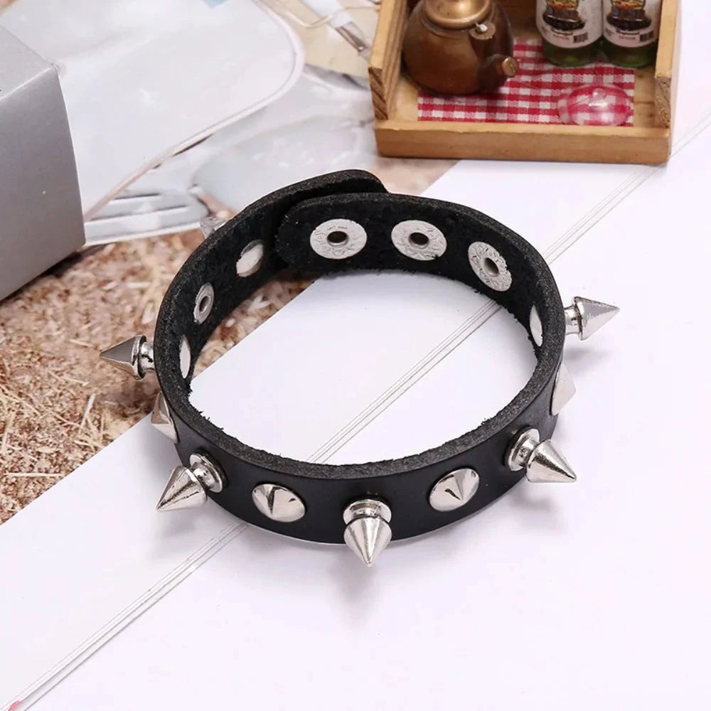 New 3PCS/Set Black Goth Emo Boho Bracelets For Men Women Punk Gothic Spike Rivets PU Leather Bracelet Bangles Party Jewelry Gift