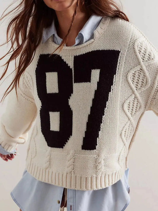 Number 81 Oversized Cable Knit Sweater.