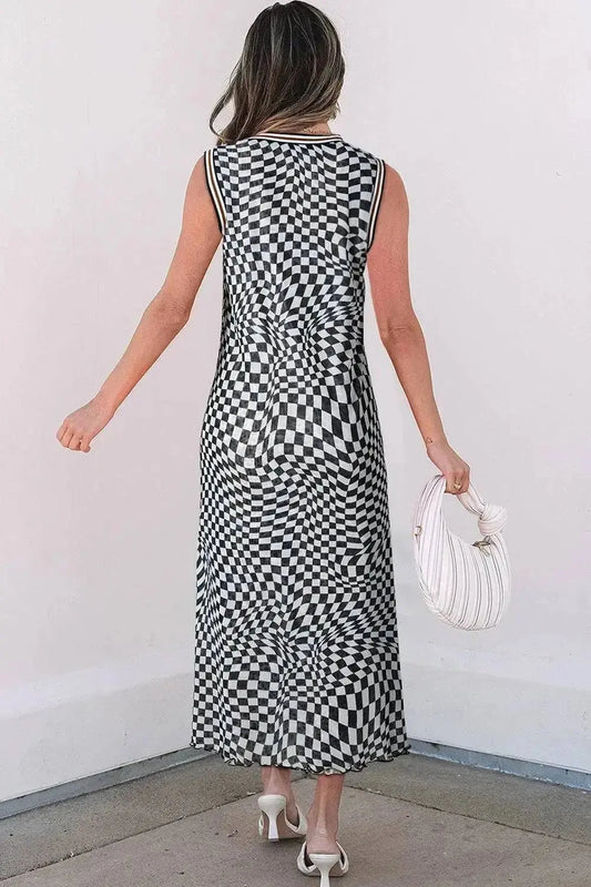 Checkered Sleeveless Midi Dress for Effortless Style and Elegance - Redemption By Ashley North