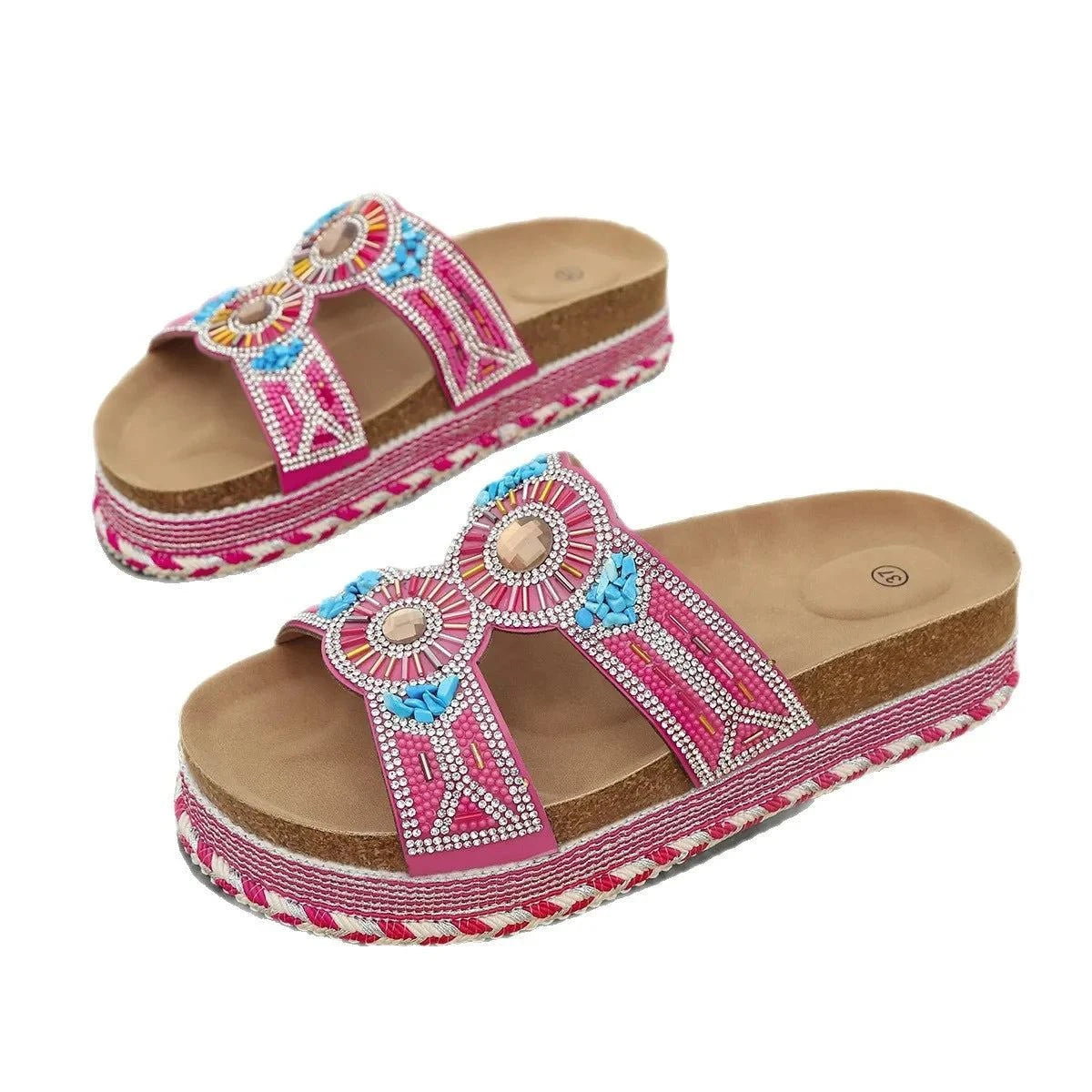 Bohemian Beaded Sandals - Stylish Platform Footwear - Redemption By Ashley North