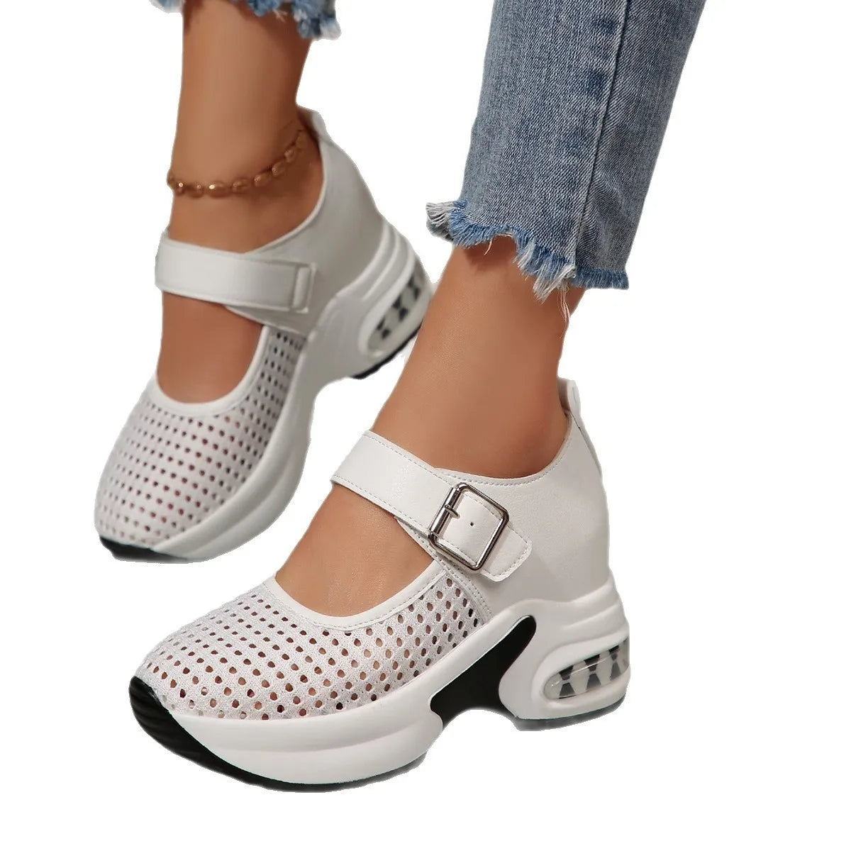 Breathable Mesh Platform Sneakers.