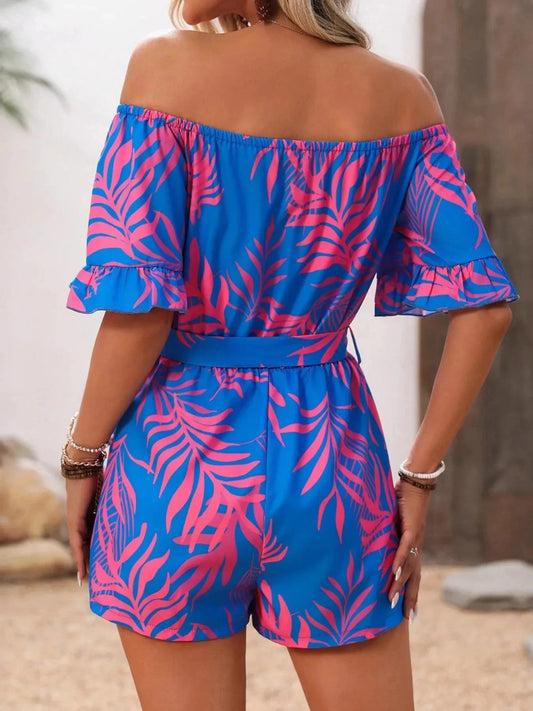 Tropical Print Off-Shoulder Romper - Redemption By Ashley North