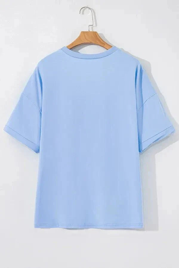 Sequined American Flag T-Shirt with Dropped Shoulders - Redemption By Ashley North