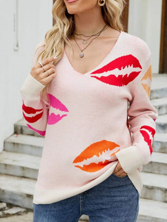 Colorful V Neck Sweater for Stylish Comfort.