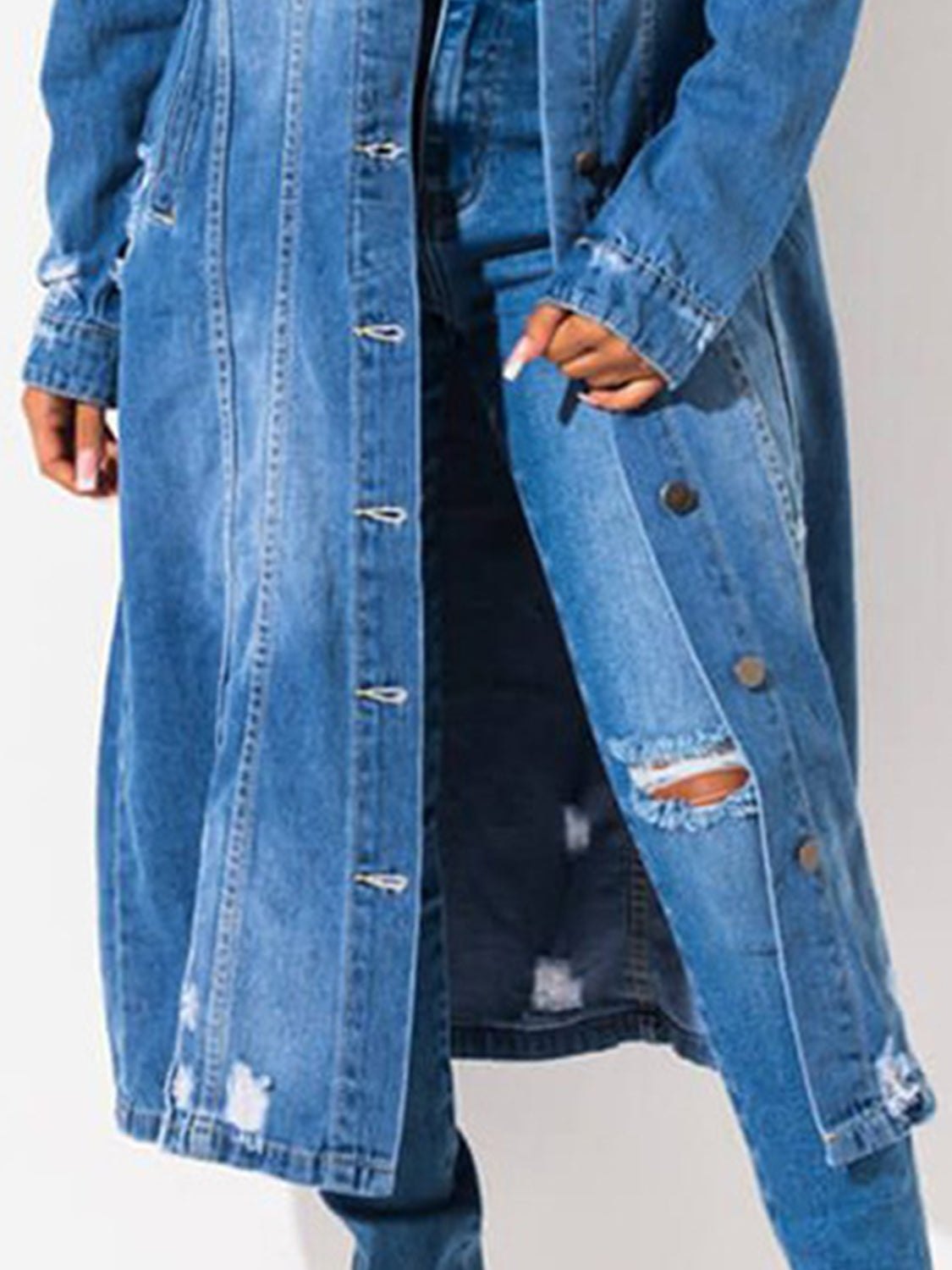 Stacey B's Long Sleeve Denim Jacket with Raw Hem - Redemption By Ashley North