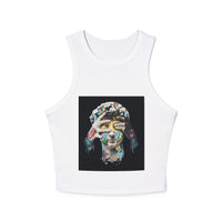 Artistic Graphic Racer Tank Top - Unique Trendy Crop Top, Summer Wear, Music Festivals, Casual Outfits, Gifts for Her, Bohemian Style - Redemption By Ashley North