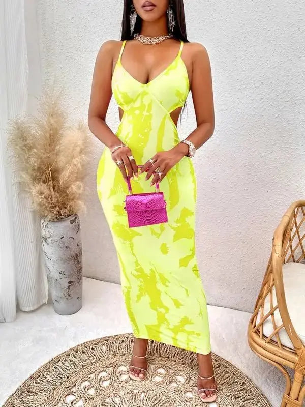 New Women's Sexy Long Dress with Printed Suspender Covering - Redemption By Ashley North