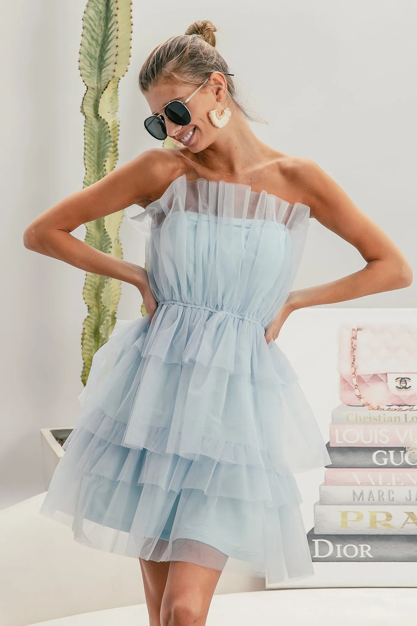 BiBi Sleeveless Layered Organza Dress.