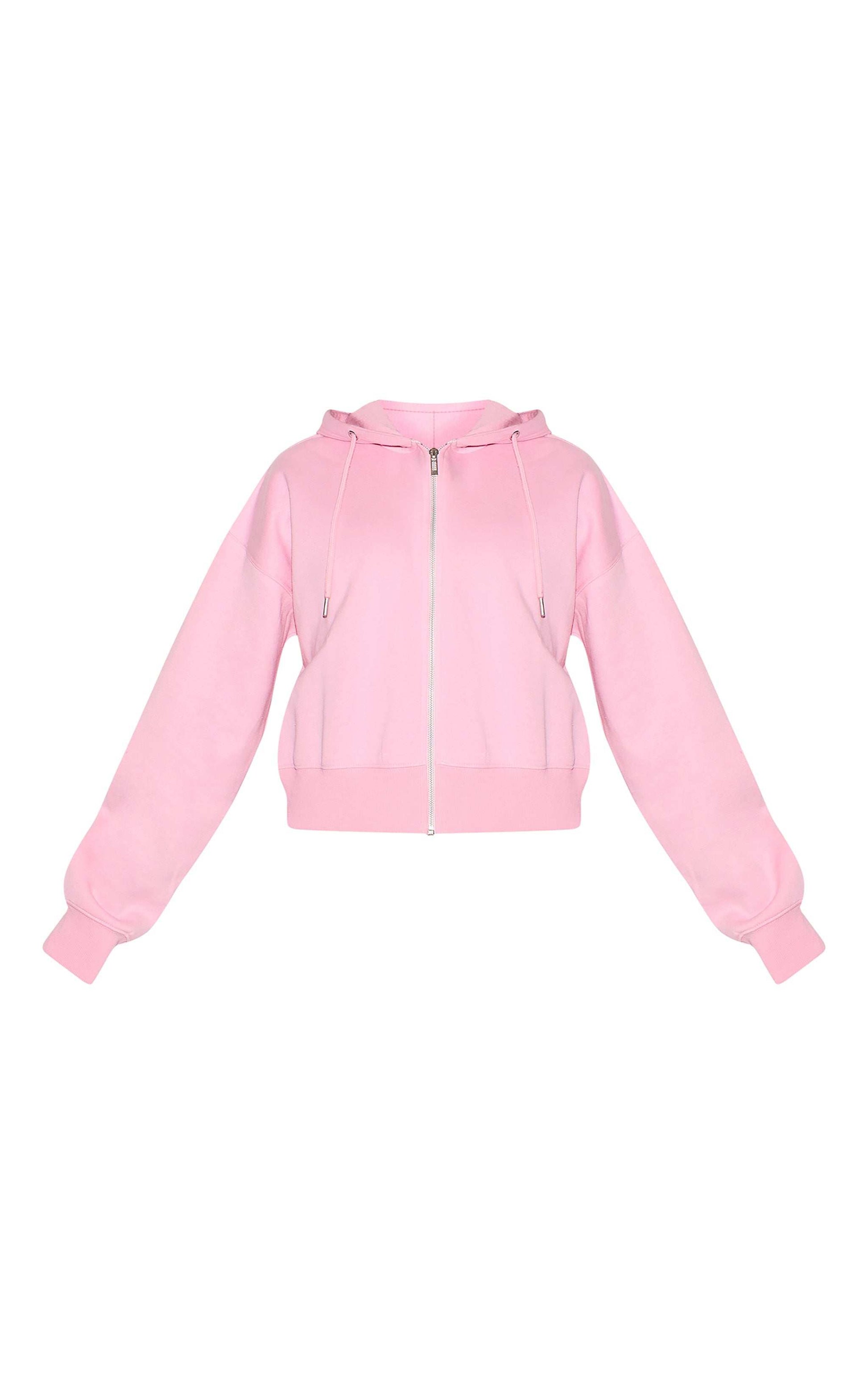 Bubblegum pink zip-up hoodie with Chill Club puff print and relaxed fit