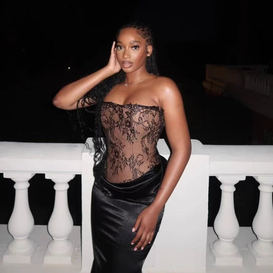 European And American Sexy Hot Girl Tube Top Tight Bandage Hip Skirt French Style