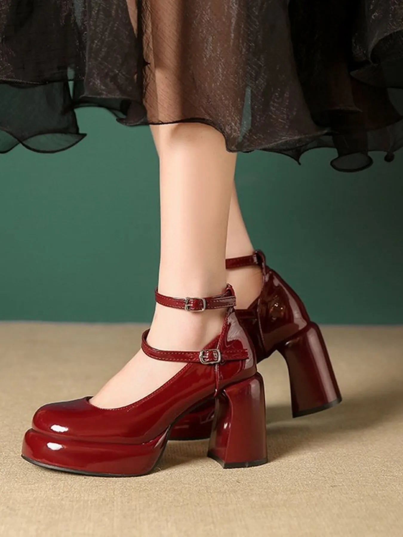 Patent Leather Mary Jane Platform Pumps.