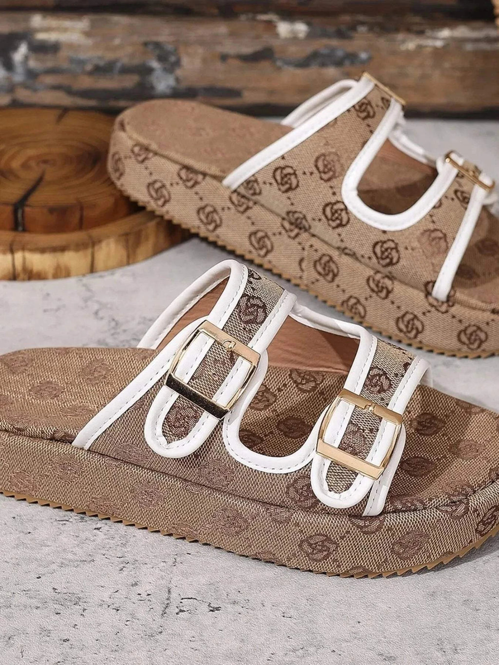 Double Buckle Platform Sandals for Ultimate Style and Comfort.