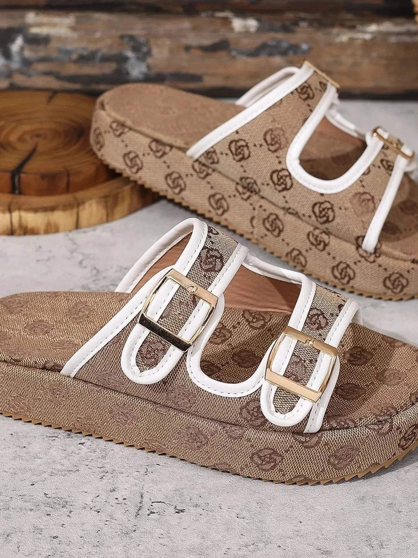 Double Buckle Platform Sandals for Ultimate Style and Comfort.