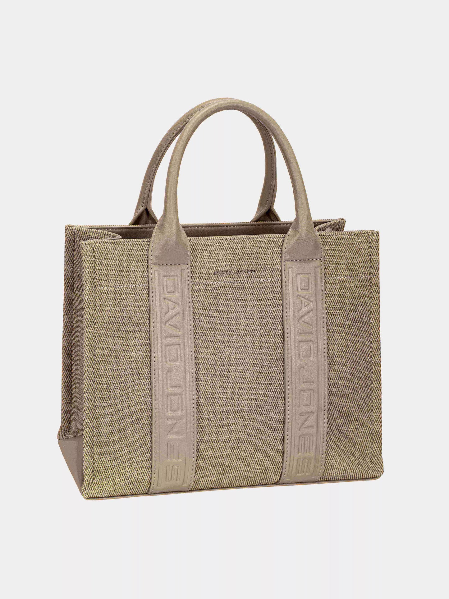 David Jones Canvas Tote Handbag with Contrast Leather Handles.