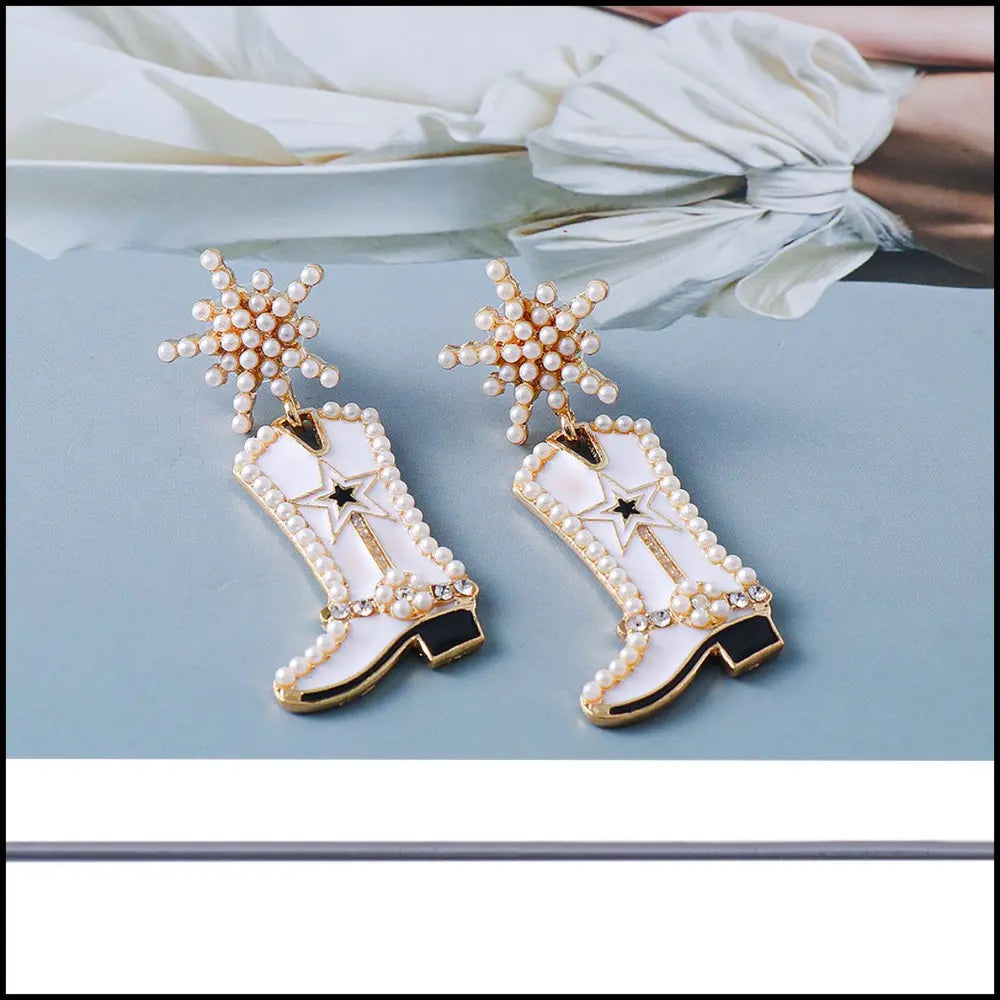 Boot Alloy Dangle Earrings.