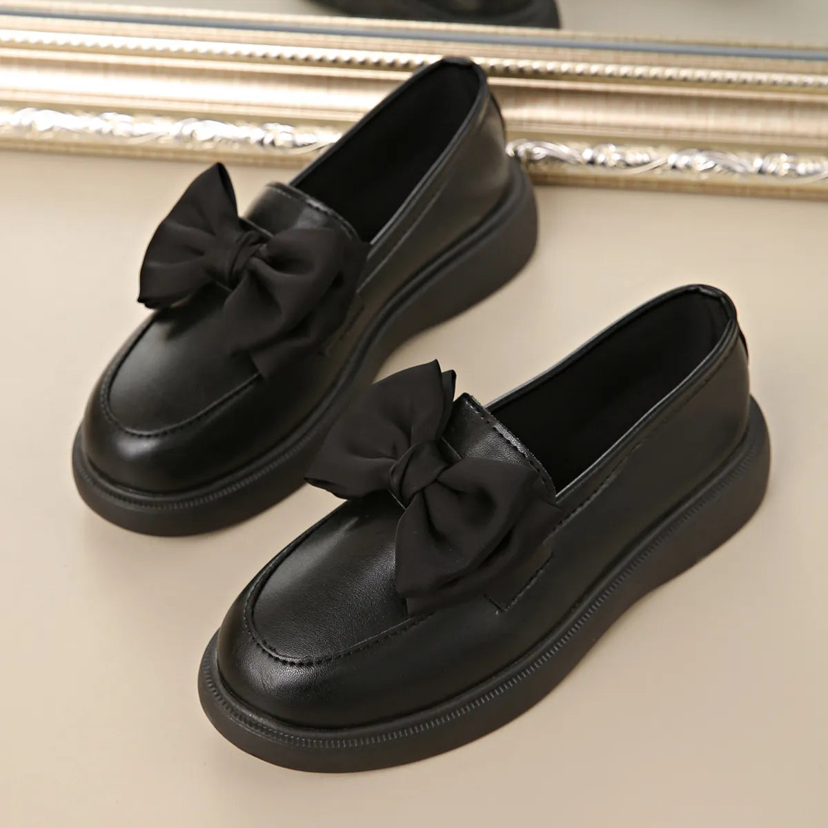 Bow Detail Platform Loafers.
