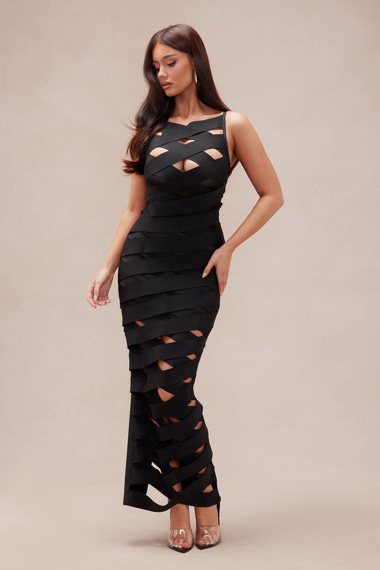 Brianna Bandage Maxi Dress - Black for Effortless Elegance.