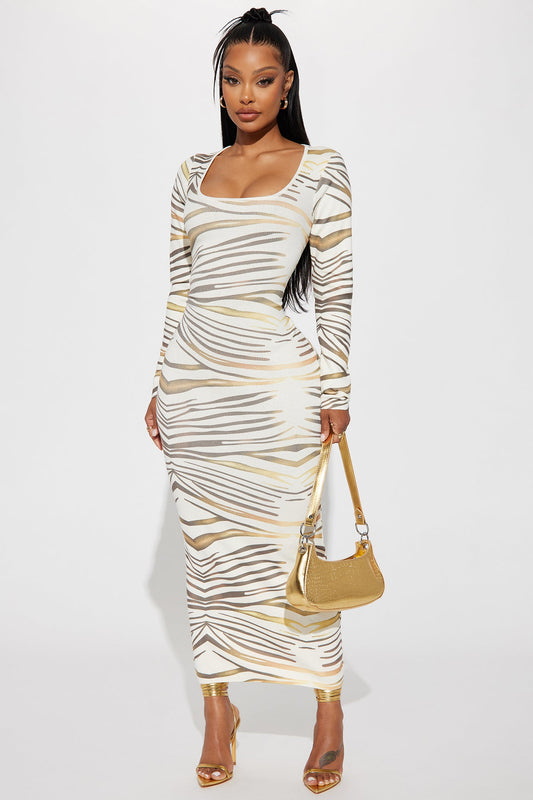 Zara Sweater Maxi Dress - Cream/combo.