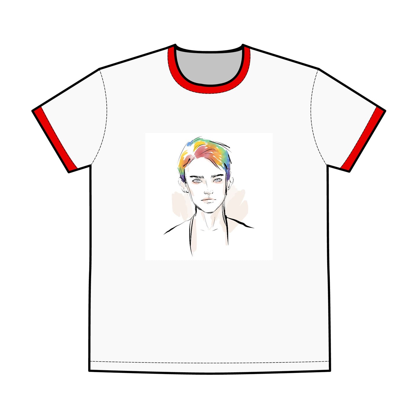 LGTBQ Men's Artistic Tee - Trendy Graphic Ringer Shirt, Fashionable Casual Wear, Unique Gift for Art Lovers, Summer Style