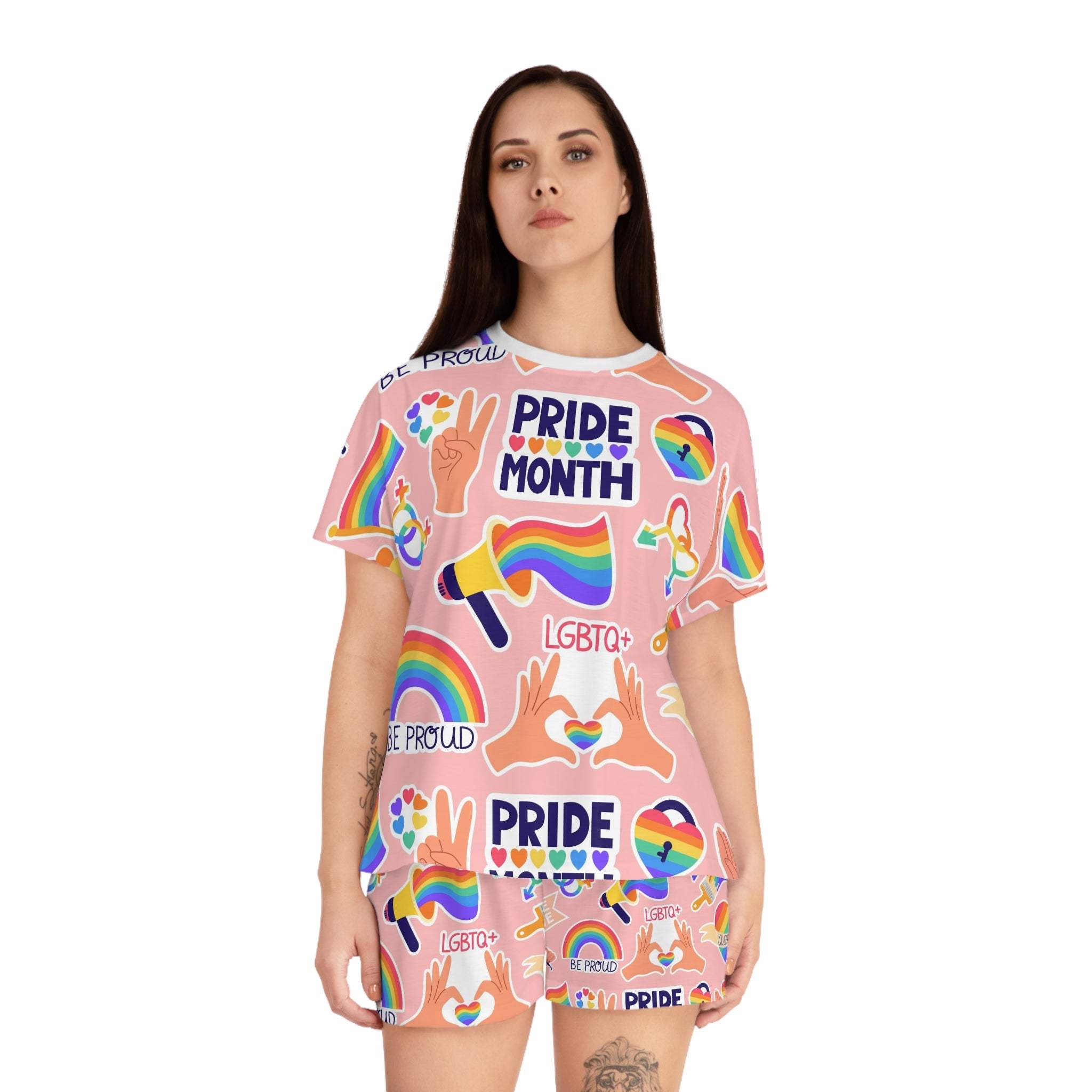 Pride Month Women's Pajama Set - Colorful LGBTQ+ Sleepwear, Comfortable Summer PJs, Perfect Gift for Pride Celebration.