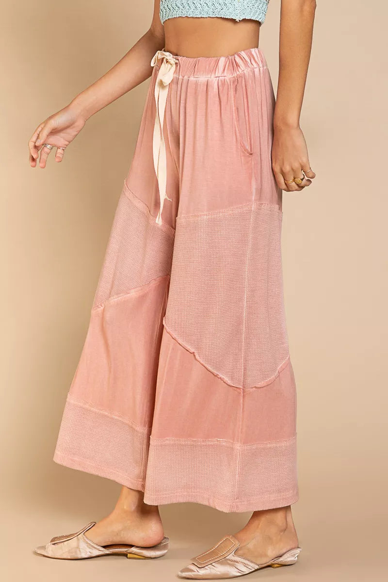 POL Elastic Waistband Wide Leg Pants with Drawstring.
