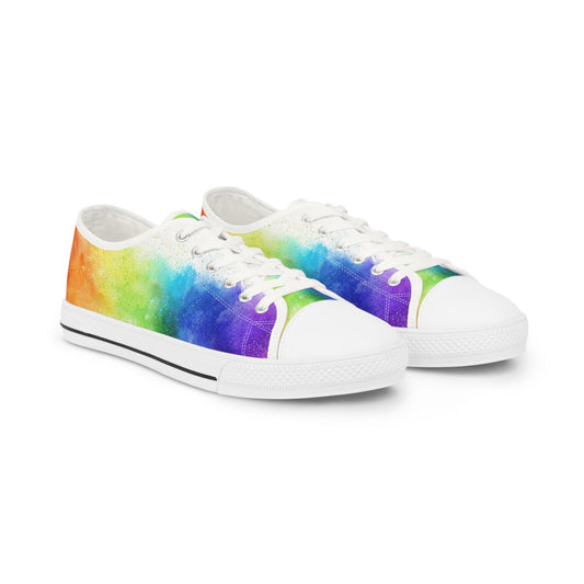 Vibrant Rainbow Low Top Sneakers - Stylish Footwear for Men, Perfect for Pride March and Festivals