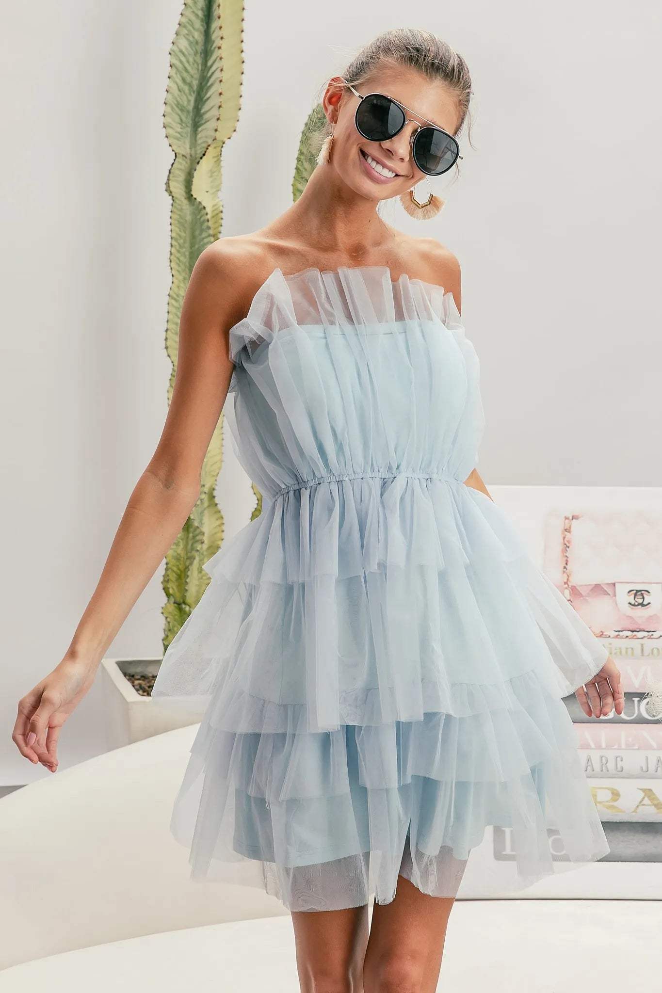 BiBi Sleeveless Layered Organza Dress.