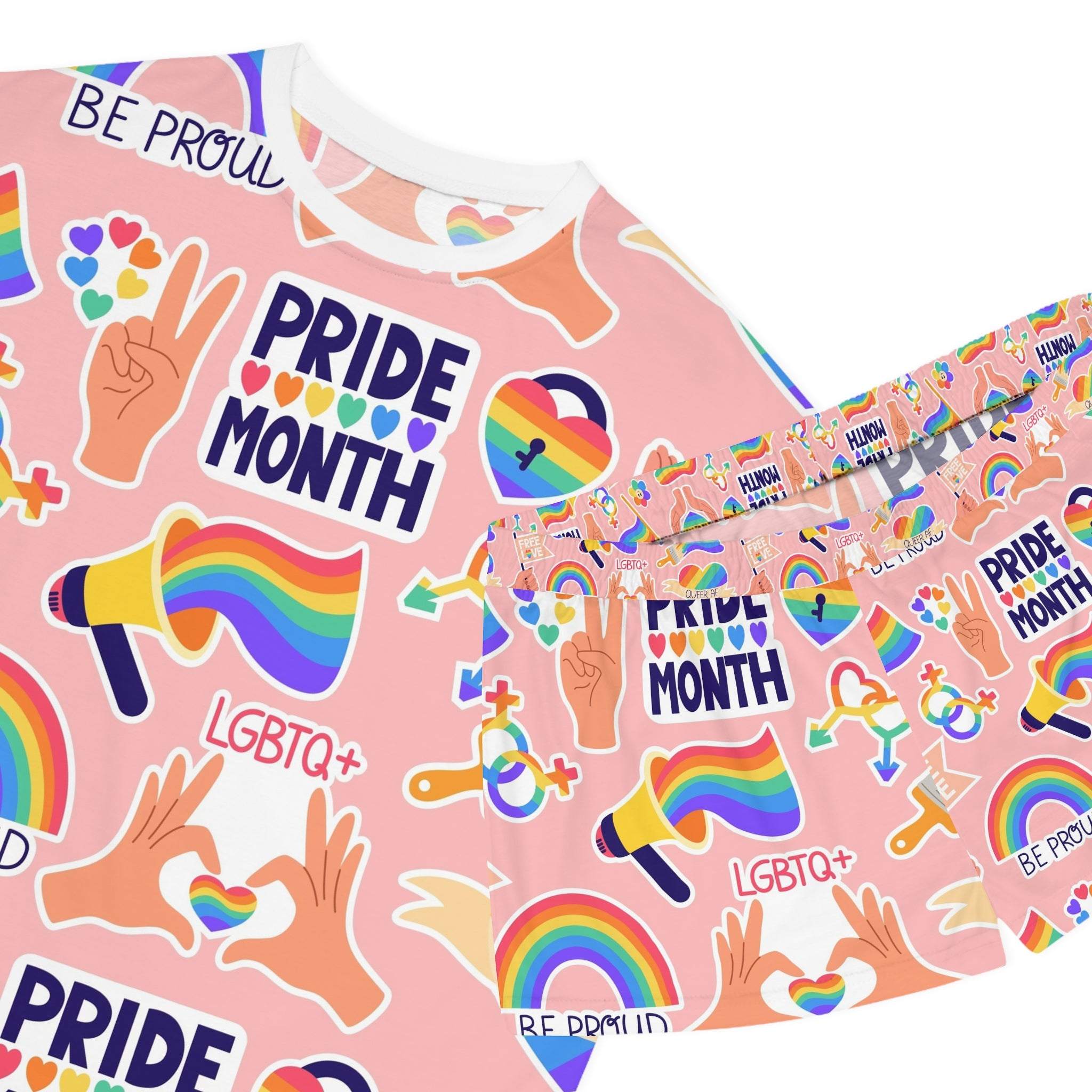 Pride Month Women's Pajama Set - Colorful LGBTQ+ Sleepwear, Comfortable Summer PJs, Perfect Gift for Pride Celebration.