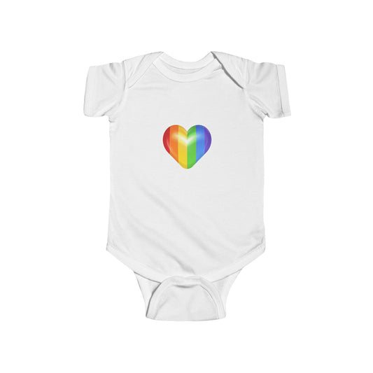 Rainbow Heart Baby Bodysuit for Infants, LGBTQ+ Pride Outfit, Cute Gender Neutral Newborn Apparel, Perfect Baby Shower Gift
