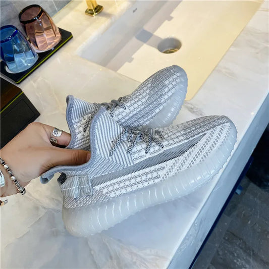 Mesh Lace-Up Platform Athletic Shoes.