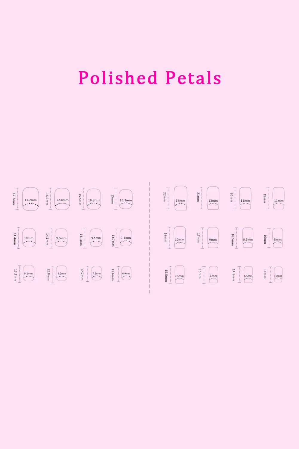 So Pink Beauty Press On Nails two pack with polished petals design and nail size guide on pink background