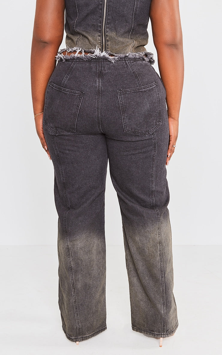 Plus Washed Black Zip Front Denim Jeans.