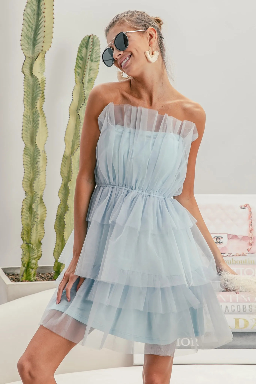 BiBi Sleeveless Layered Organza Dress.