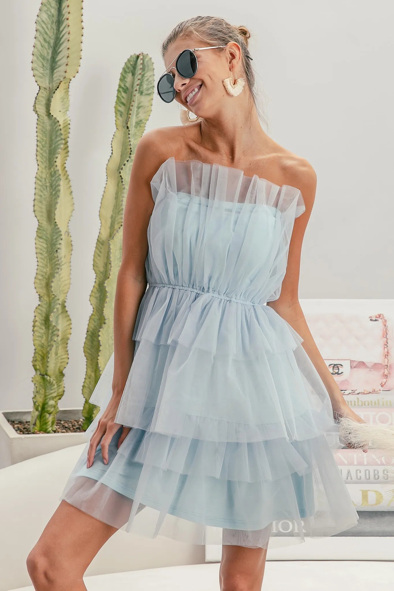 BiBi Sleeveless Layered Organza Dress.