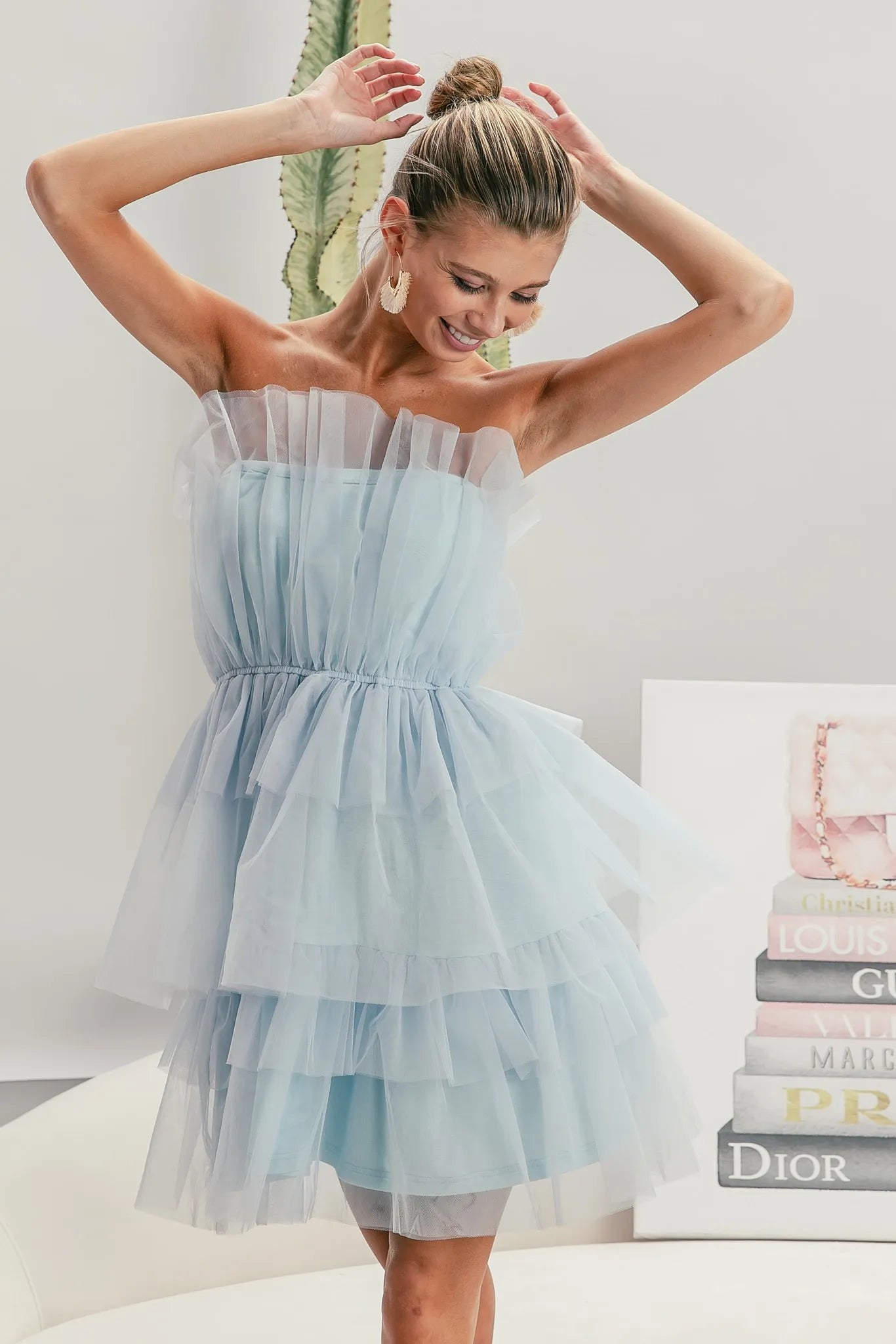 BiBi Sleeveless Layered Organza Dress.