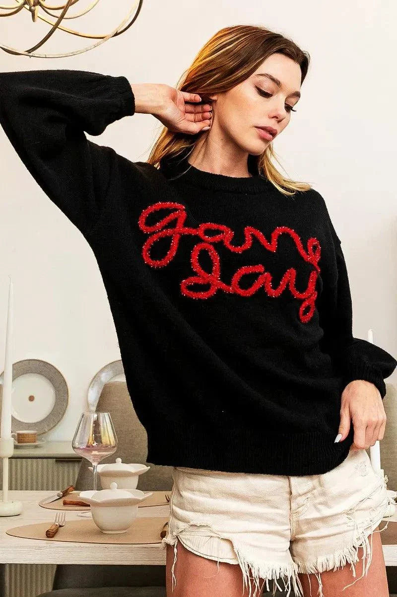 BiBi Game Day Metallic Letter SweaterShow your team spirit in style with this Game Day Metallic Letter Sweater. The metallic letter design adds a touch of glamour and sparkle to this sweater, perfect foRedemption By Ashley NorthGame Day Metallic Letter Sweater