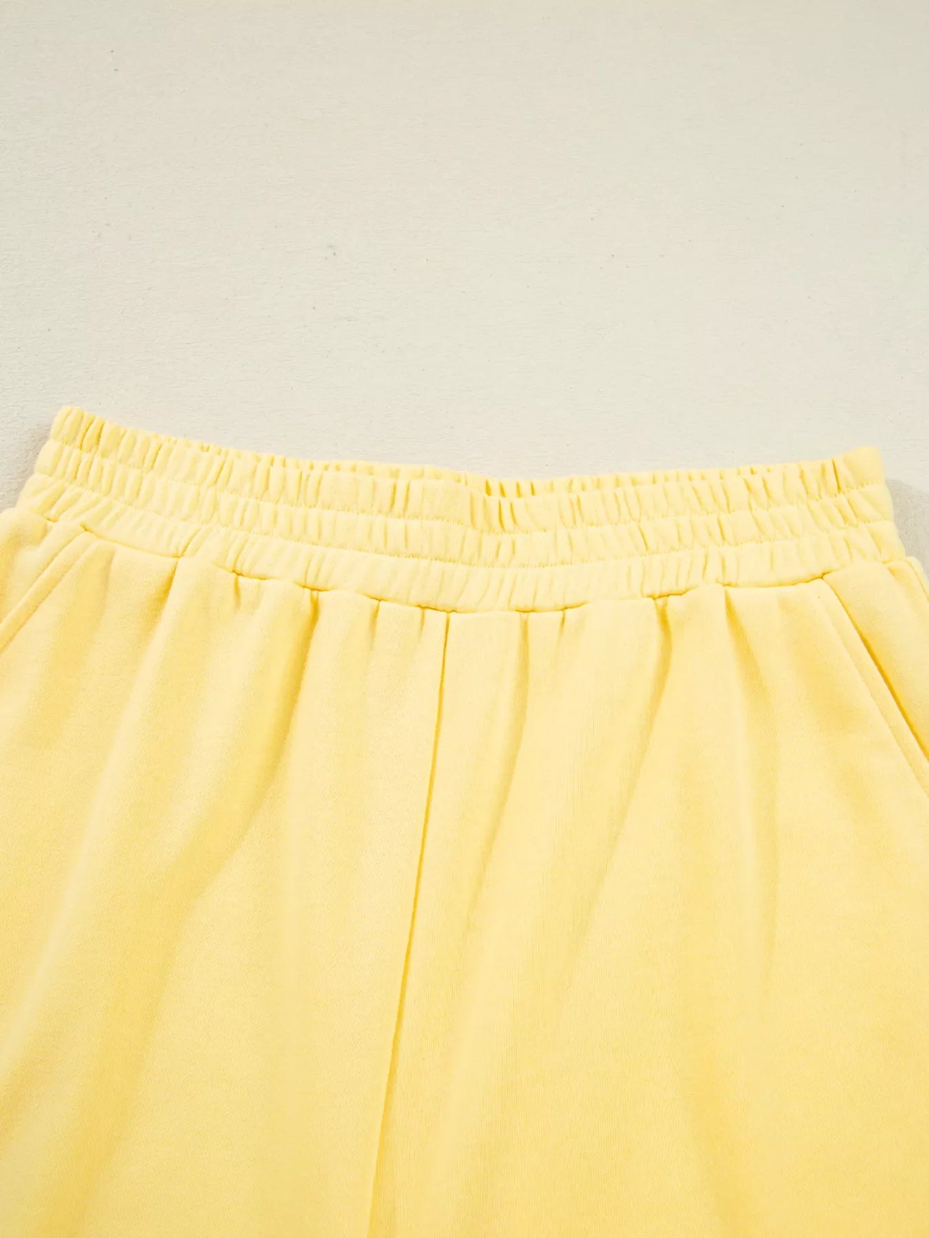 Yellow elastic waist shorts from Color Block Patchwork 2pcs set