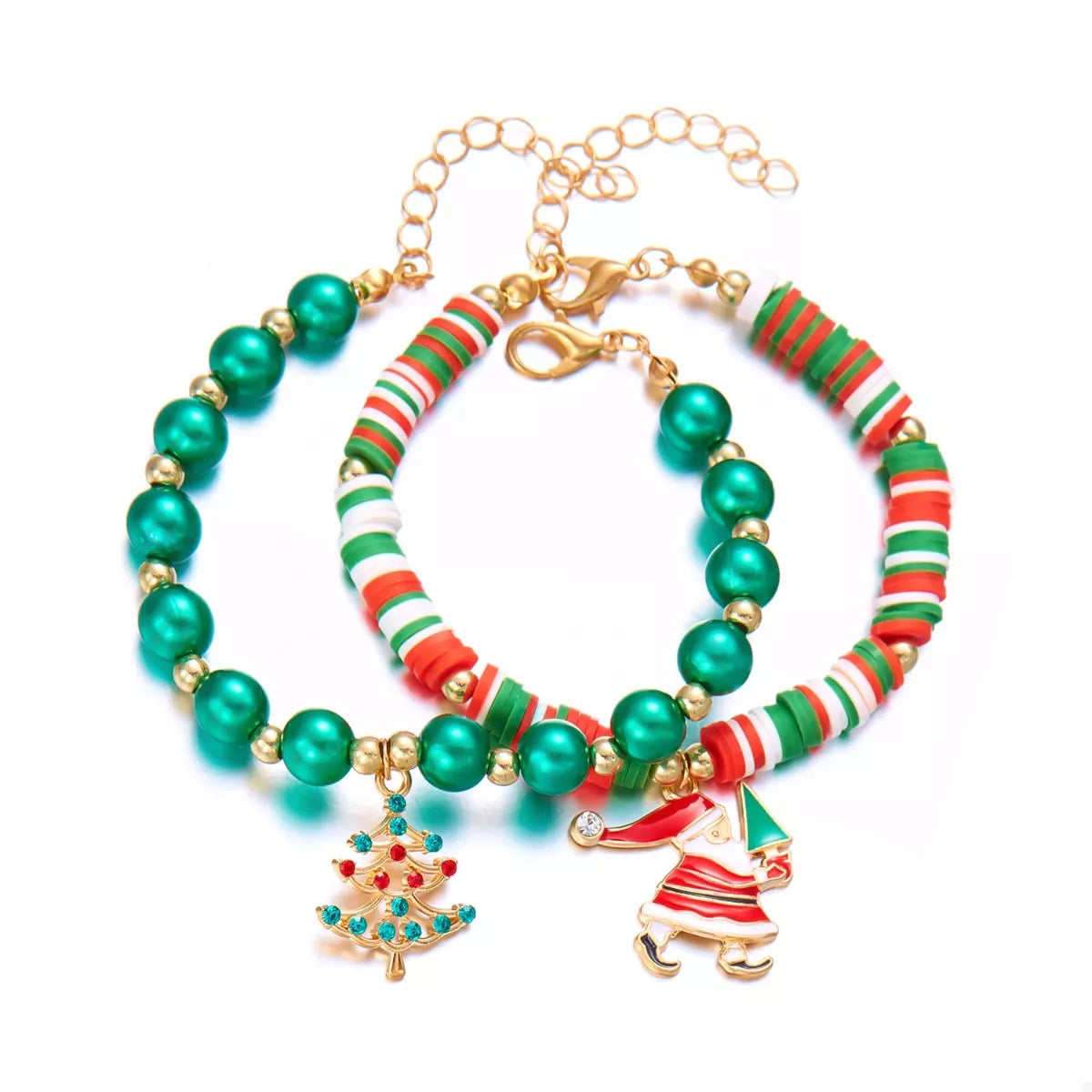 Christmas Beaded Charm Bracelet.